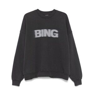 Anine Bing Black Sweatshirt with Gray Logo
